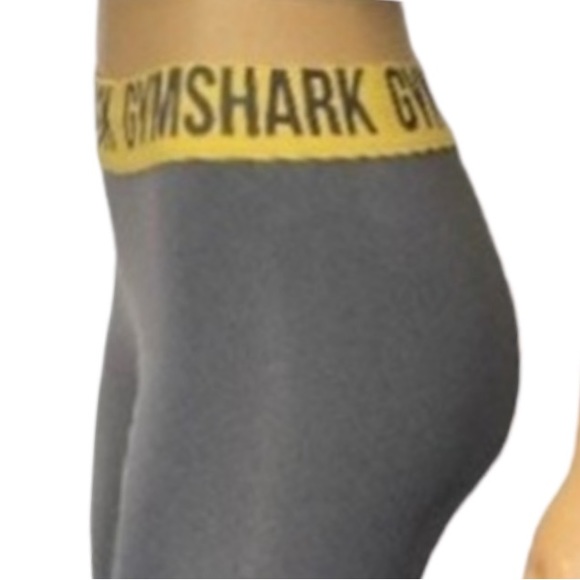 Gymshark Leggings Fit Seamless Gray Charcoal/Yellow waistline Elastic Size S - Picture 10 of 12